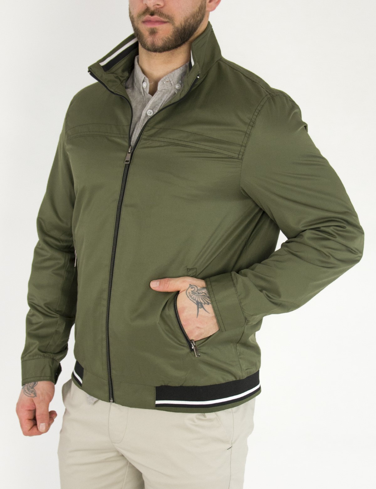 Ανδρικό χακί Jacket με γιακά WS10160S φωτογραφία